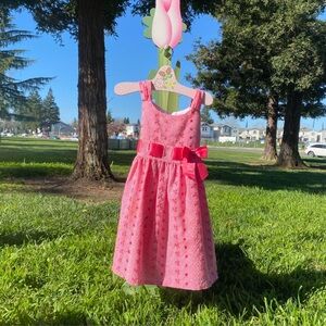 Pink Gingham Sleeveless Dress with Bow